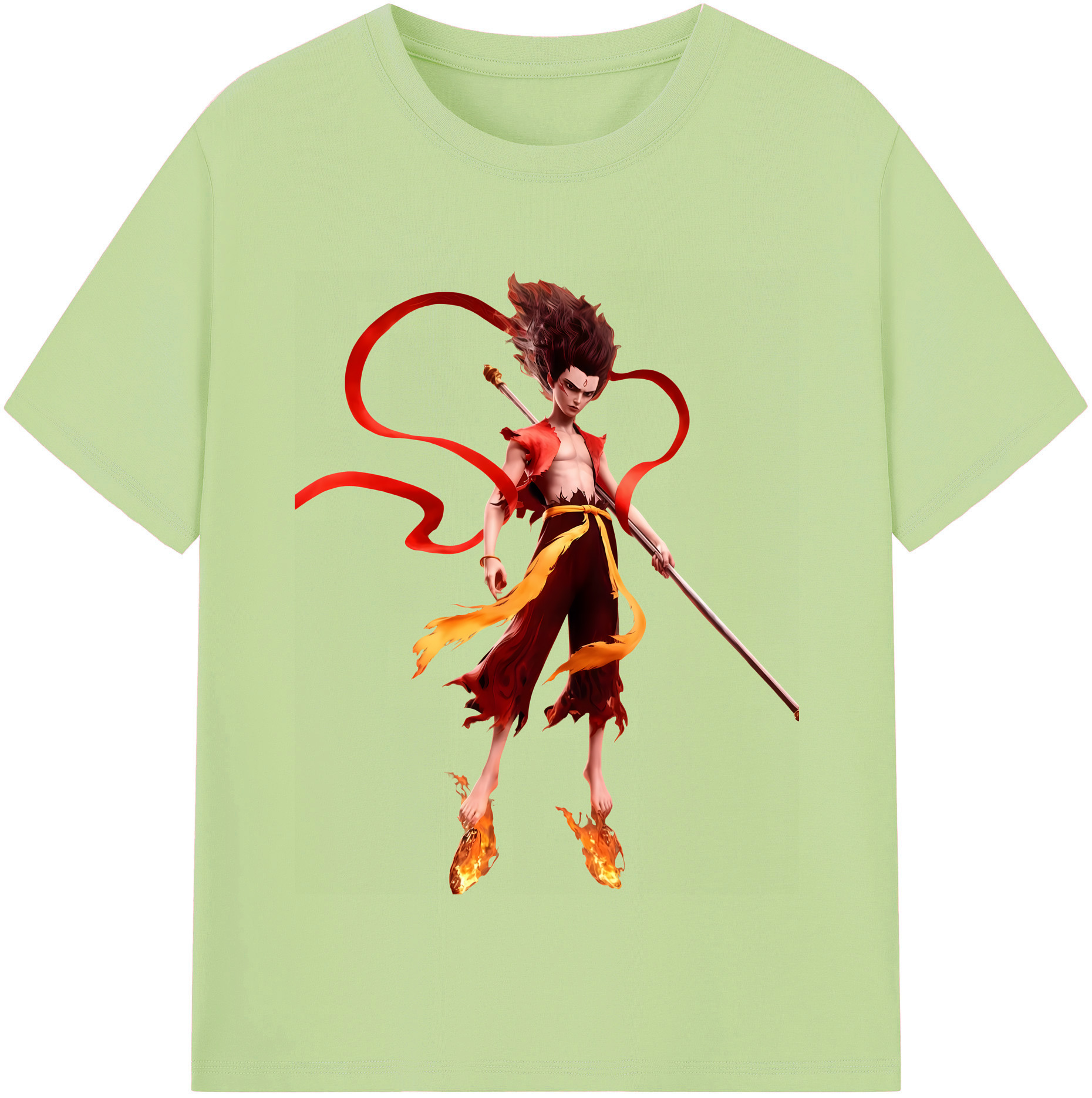 （画像用） Ne Zha 2 ナタ 魔童の大暴れ 綿100％半袖Tシャツ（フロントプリント）